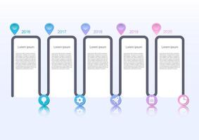 timeline infographic with colorful location and business icons vector