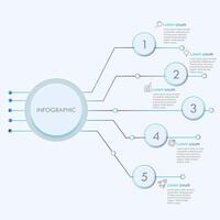 moderno y limpiar infografía con cinco pasos vector