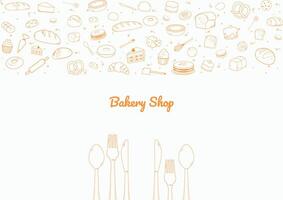 Pastry bakery and baking tools outline icons vector