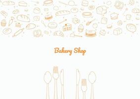 Pastry bakery and baking tools outline icons vector