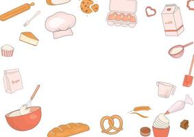 Baking bakery and cooking utensils background vector