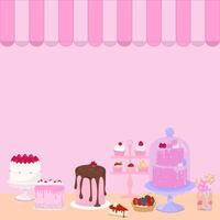 Cake shop with copy space on pink background vector