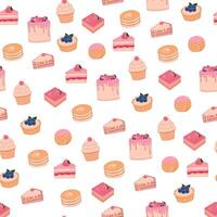 Cakes and bakery seamless pattern vector