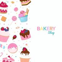 Bakery shop banner with dessert and sprinkles vector