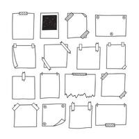 Set of hand drawn paper notes. Notepapers and photo frame. Sketch papers for your messages vector