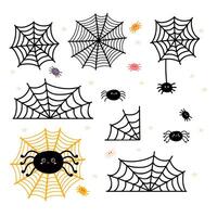 Cobweb set for Halloween design. Cobwebs and spiders web silhouette vector