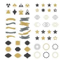 Collection of premium design elements. Set of ribbons, starbursts, geometric shapes, stamps, frames, trendy hipster logotypes and star shapes vector