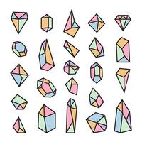 Set of geometric crystals. Trendy design elements and logotypes. Geometric shapes vector