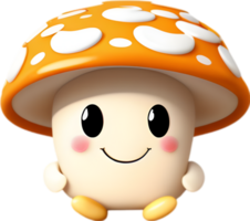 ai généré mignonne dessin animé champignon icône png