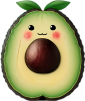 ai gegenereerd schattig tekenfilm avocado icoon, kawaii avocado clip art. png