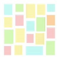 Collection of various note papers for your message. Set of different color note papers vector