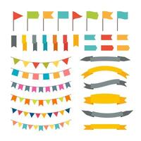 Collection of flags garland. Vector design elements. Buntings and flags. Holiday set