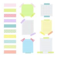 Collection of various note papers with different tape strips vector