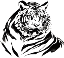 AI generated Japanese-style painting with brush strokes of a Tiger. png