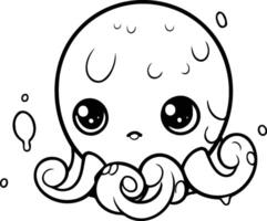 Cute cartoon octopus. Vector illustration isolated on white background.