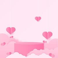 Mockup with heart and cloud background vector