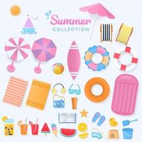 Cute summer design elements on white background vector