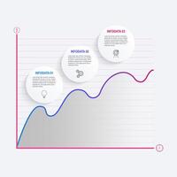 three circle options infographic with line chart vector