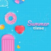 Summertime background with inflatable swim ring vector