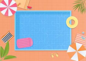 Summer background with swimming pool and umbrella vector