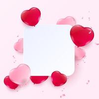 White banner and heart helium balloon vector