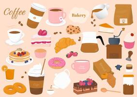 Coffee and bakery collection design elements vector