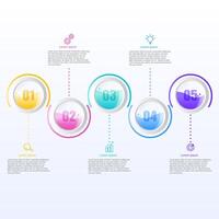 colorful number in circle five steps infographic vector