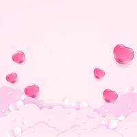 Heart and cloud paper art background vector