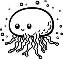 Jellyfish cartoon character. Vector illustration of cute jellyfish.