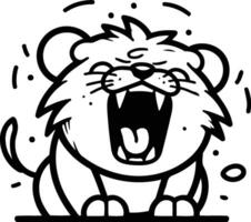 Angry cartoon tiger. Vector illustration isolated on a white background.