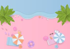 Cute summer elements with the sea background vector