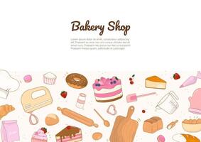 Bakery shop and cooking utensil background vector