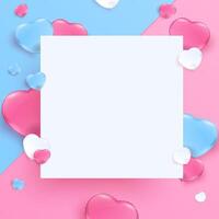 White banner and multi color heart balloon background vector