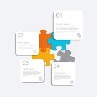 four options infographic with colorful puzzle background vector