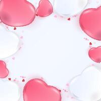 Heart helium balloon frame on white background vector