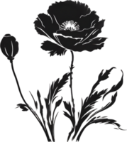 AI generated Japanese-style painting with brush strokes of Poppy flowers. png