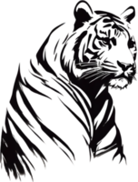 AI generated Japanese-style painting with brush strokes of a Tiger. png