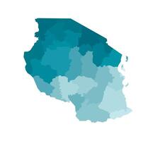 vector aislado ilustración de simplificado administrativo mapa de Tanzania. fronteras de el regiones. vistoso azul caqui siluetas