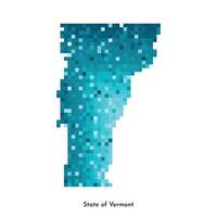 Vector isolated geometric illustration with icy blue area of USA, State of Vermont map. Pixel art style for NFT template. Simple colorful logo with gradient texture