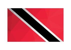 Vector illustration. Official symbol of Trinidad and Tobago. National flag in red, white, black colors. Creative design in low poly style with triangular shapes