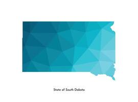 Vector isolated illustration icon with simplified blue map silhouette of State of South Dakota, USA. Polygonal geometric style. White background.