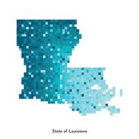 Vector isolated geometric illustration with icy blue area of USA, State of Louisiana map. Pixel art style for NFT template. Simple colorful logo with gradient texture