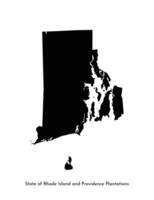 Vector isolated simplified illustration icon with black map silhouette of State of Rhode Island and Providence Plantations USA. White background