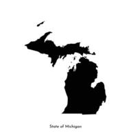 Vector isolated simplified illustration icon with black map silhouette of State of Michigan, USA. White background.