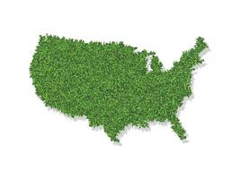 Vector isolated simplified illustration icon with green grassy silhouette of USA map. White background
