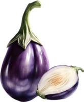 ai généré aquarelle La peinture de aubergine. png