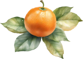 ai généré aquarelle La peinture de Orange fruit. png