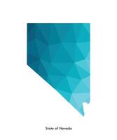 Vector isolated illustration icon with simplified blue map silhouette of State of Nevada, USA. Polygonal geometric style. White background.