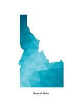 Vector isolated illustration icon with simplified blue map silhouette of State of Idaho, USA. Polygonal geometric style. White background.