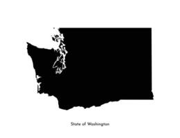 Vector isolated simplified illustration icon with black map silhouette of State of Washington, USA. White background